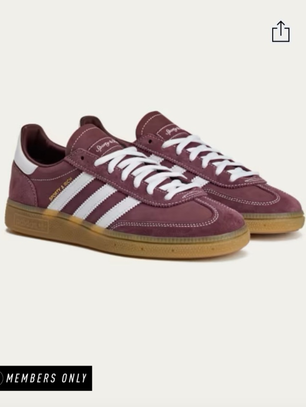 NWTS Adidas x Sporty and Rich Handball Spezial maroon women’s 6 men’s 5